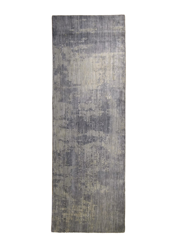 Oriental Rug Pakistani Handmade Runner Modern Neutral 3'5"x9'11" (3x10) Gray Abstract Splatter Design #A35257
