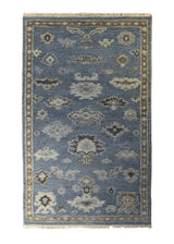 Oriental Rug Indian Handmade Area Transitional 3'1"x5'1" (3x5) Blue Floral Oushak Design #A35337