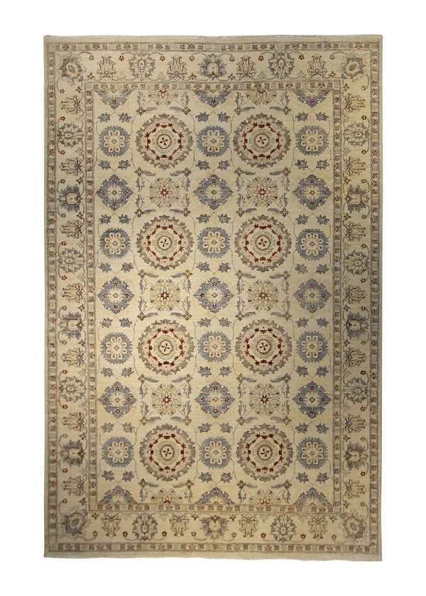 Oriental Rug Pakistani Handmade Area Transitional 5'10"x8'11" (6x9) Whites/Beige Antique Washed Geometric Oushak Design #A35375