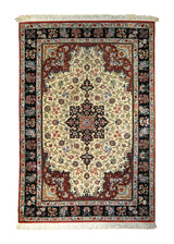 Persian Rug Qum Handmade Area Traditional 3'3"x5'11" (3x6) Whites/Beige Red Black Floral Kalhor Design #A35423