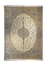 Persian Rug Kashan Handmade Area Traditional 8'0"x11'4" (8x11) Whites/Beige Yellow/Gold Floral Erami Design #A35424