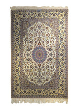 Persian Rug Isfahan Handmade Area Traditional 4'11"x7'9" (5x8) Whites/Beige Yellow/Gold Blue Floral Karimi Design #A35425