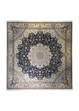 Persian Rug Nain Handmade Square Traditional 10'8"x10'8" (11x11) Whites/Beige Blue Floral Habibian Family Design #A35531