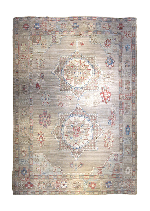 Oriental Rug Afghan Handmade Area Transitional 10'8"x14'7" (11x15) Whites/Beige Brown Geometric Barjasta Design #A35549