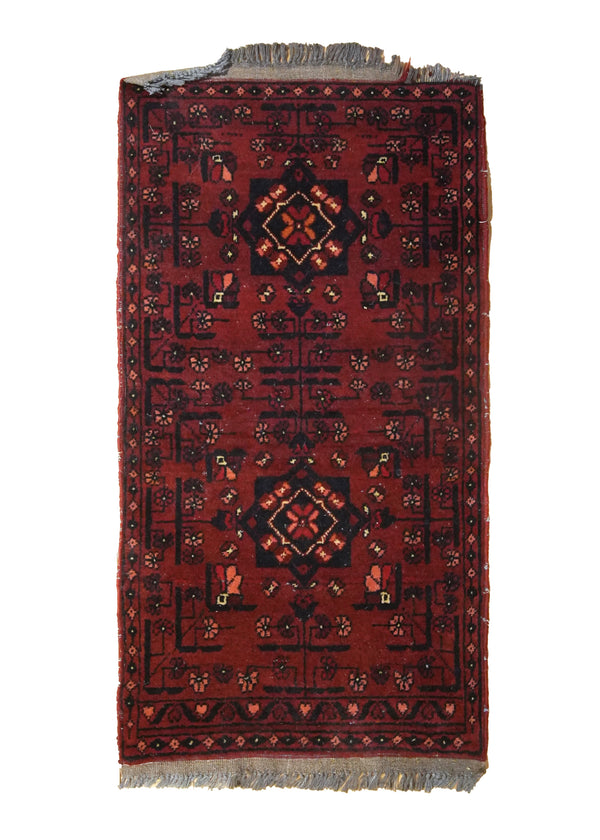 Oriental Rug Afghan Handmade Area Vintage Tribal 1'9"x3'2" (2x3) Red Geometric Khal Mohammadi Design #A35556