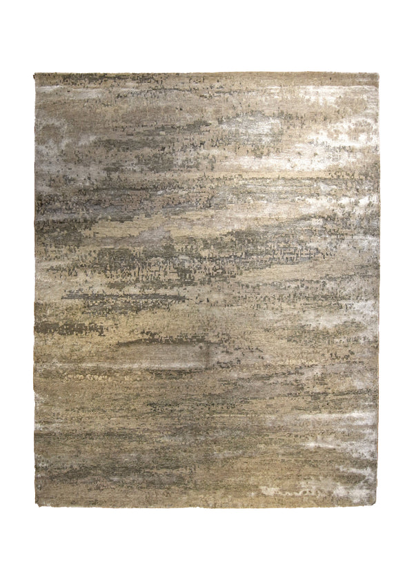 Oriental Rug Indian Handmade Area Modern Neutral 8'0"x10'0" (8x10) Whites/Beige Gray Abstract Splatter Design #A35577