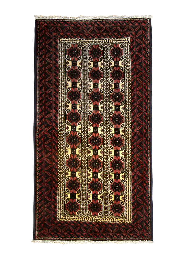 Persian Rug Baloch Handmade Area Tribal 3'5"x6'0" (3x6) Red Geometric Design #A35606