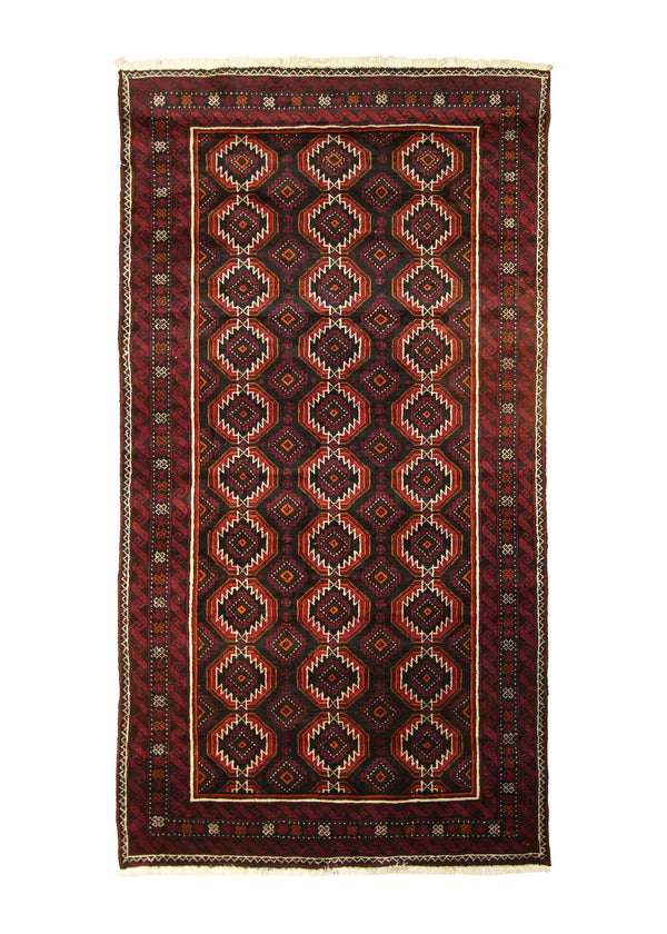 Persian Rug Baloch Handmade Area Tribal Vintage 4'0"x7'5" (4x7) Red Geometric Design #A35611
