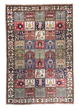 A11442 Persian Rug Bakhtiari Handmade Area Tribal 6'9'' x 10'1'' -7x10- Multi-color Whites Beige Red Garden Design