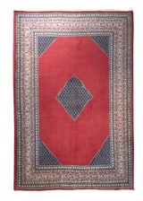 A13171 Persian Rug Saraband Handmade Area Tribal 6'7'' x 9'9'' -7x10- Red Open Field Paisley Boteh Design