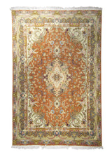 A14736 Persian Rug Tabriz Handmade Area Traditional 6'5'' x 9'9'' -6x10- Pink Yellow Gold Whites Beige Naghsh Floral Design