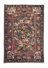 A21892 Persian Rug Bakhtiari Handmade Area Tribal Antique 4'7'' x 6'5'' -5x6- Red Blue Floral Design