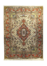 A26332 Persian Rug Tabriz Handmade Area Traditional 4'12'' x 6'9'' -5x7- Whites Beige Pink Floral Naghsh Design