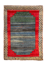 Persian Rug Gabbeh Handmade Area Traditional Tribal 6'11"x9'9" (7x10) Red Whites/Beige Red Stripes Design #A36616