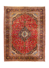 Persian Rug Kashan Handmade Area Traditional 9'6"x13'0" (10x13) Whites/Beige Blue Whites/Beige Floral Design #A36473