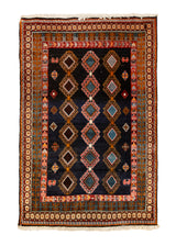 Persian Rug Ghashghaei Handmade Area Traditional Tribal 4'10"x7'5" (5x7) Blue Red Geometric Design #A36627