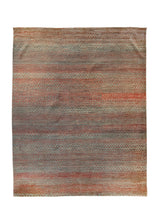Oriental Rug Pakistani Handmade Area Transitional 8'2"x10'4" (8x10) Blue Blue Stripes Design #A36577