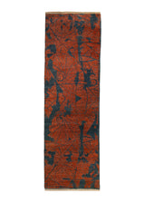 Oriental Rug Indian Handmade Area Vintage Modern 3'1"x9'8" (3x10) Blue Gray Abstract Design #A34344