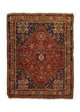 Persian Rug Shiraz Handmade Area Traditional Tribal 5'2"x6'2" (5x6) Blue Whites/Beige Blue Geometric Design #A36416
