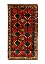 Persian Rug Afshar Handmade Area Traditional Tribal 4'11"x9'1" (5x9) Black Whites/Beige Black Geometric Design #A36618