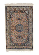 Persian Rug Nain Handmade Area Traditional 4'2"x6'7" (4x7) Blue Blue Floral Design #A36475
