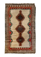 Persian Rug Ghashghaei Handmade Area Traditional Tribal 4'3"x6'11" (4x7) Red Red Geometric Design #A36626