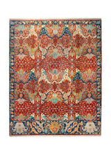 Oriental Rug Pakistani Handmade Area Transitional 9'0"x11'10" (9x12) Whites/Beige Blue Whites/Beige Floral Design #A36599