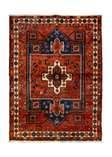 Persian Rug Bakhtiari Handmade Area Traditional Tribal 4'10"x6'6" (5x7) Blue Whites/Beige Blue Geometric Design #A36625