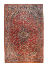 Persian Rug Kashan Handmade Area Antique Traditional 11'0"x17'2" (11x17) Green Blue Green Floral Design #A36510
