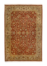 Oriental Rug Indian Jaipur Handmade Area Transitional 6'2"x9'0" (6x9) Yellow/Gold Green Yellow/Gold Tea Washed Floral Jaipur Design #A36500
