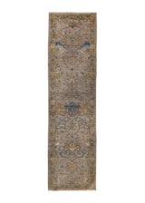 Oriental Rug Pakistani Handmade Runner Transitional 2'7"x9'8" (3x10) Blue Green Blue Floral Design #A36545