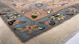 Oriental Rug Indian Handmade Area Traditional 8'2"x9'10" (8x10) Whites/Beige Pink Floral Design #21797