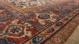 Persian Rug Sultanabad Handmade Area Antique Tribal 8'7"x10'0" (9x10) Whites/Beige Blue Orange Geometric Design #31811