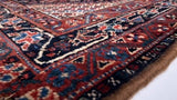 Persian Rug Shiraz Handmade Area Antique Tribal 7'5"x10'0" (7x10) Black Red Geometric Design #32771
