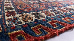 Caucasian Rug Shirvan Handmade Area Antique Traditional 8'3"x10'1" (8x10) Red Blue Geometric Soumak Design #18652