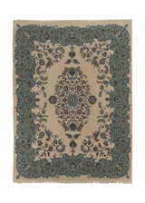 112 Persian Rug Kashan Handmade Area Traditional 9'6'' x 13'6'' -10x14- Whites Beige Blue Open Field Floral Design