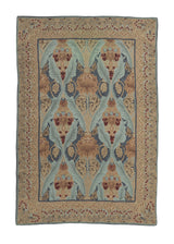 11785 Oriental Rug Indian Handmade Area Traditional 4'0'' x 6'0'' -4x6- Whites Beige Blue Tapestry Floral Design