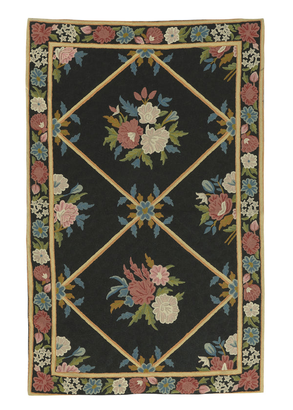 11786 Oriental Rug Indian Handmade Area Traditional 3'0'' x 4'11'' -3x5- Pink Blue Floral Design