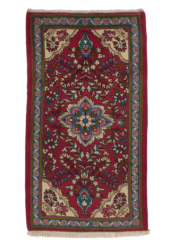 12009 Persian Rug Hamadan Handmade Area Traditional Tribal 2'5'' x 4'5'' -2x4- Red Blue Floral Vase Design