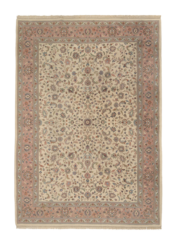 12478 Oriental Rug Indian Handmade Area Traditional 8'2'' x 11'6'' -8x12- Whites Beige Pink Floral Design