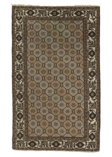 12847 Persian Rug Gabbeh Handmade Area Tribal 4'2'' x 6'9'' -4x7- Whites Beige Brown Natural Color Geometric Design