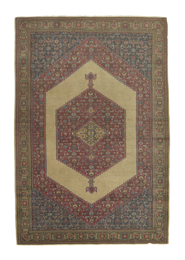 13182 Oriental Rug Turkish Handmade Area Antique Tribal 3'7'' x 5'3'' -4x5- Whites Beige Red Geometric Design