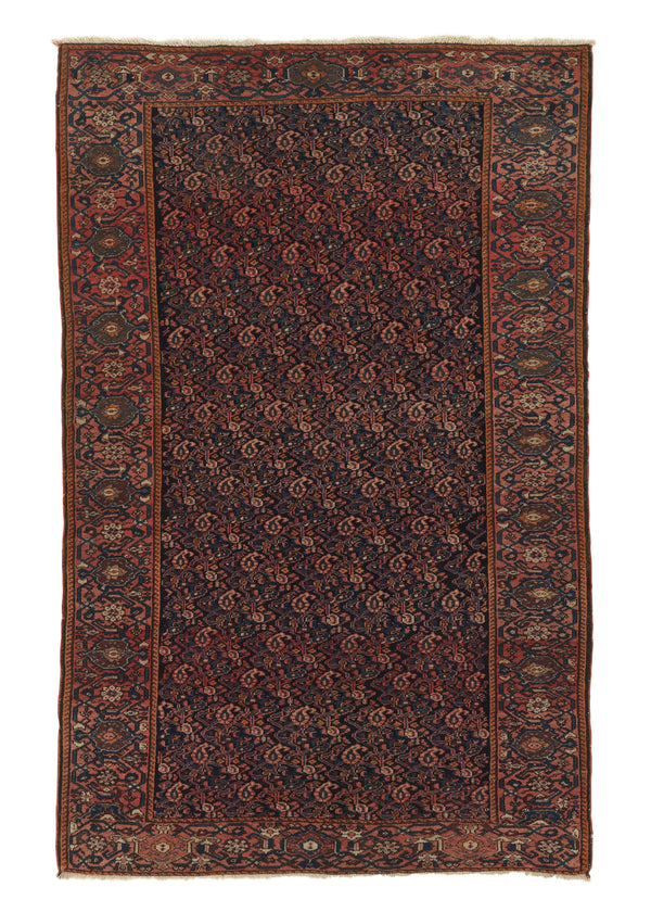 13209 Persian Rug Malayer Handmade Area Antique Tribal 4'6'' x 6'10'' -5x7- Orange Blue Paisley Boteh Design