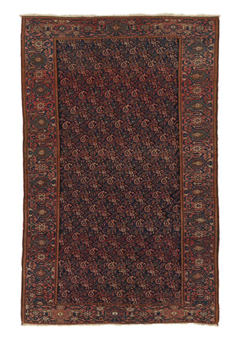 13209 Persian Rug Malayer Handmade Area Antique Tribal 4'6'' x 6'10'' -5x7- Orange Blue Paisley Boteh Design
