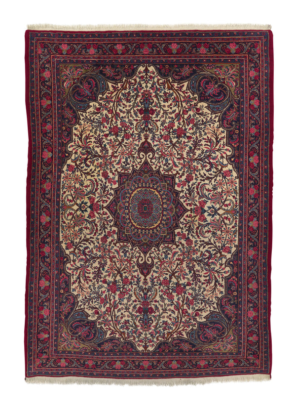 13279 Persian Rug Bijar Handmade Area Traditional 6'11'' x 10'2'' -7x10- Pink Whites Beige Floral Design