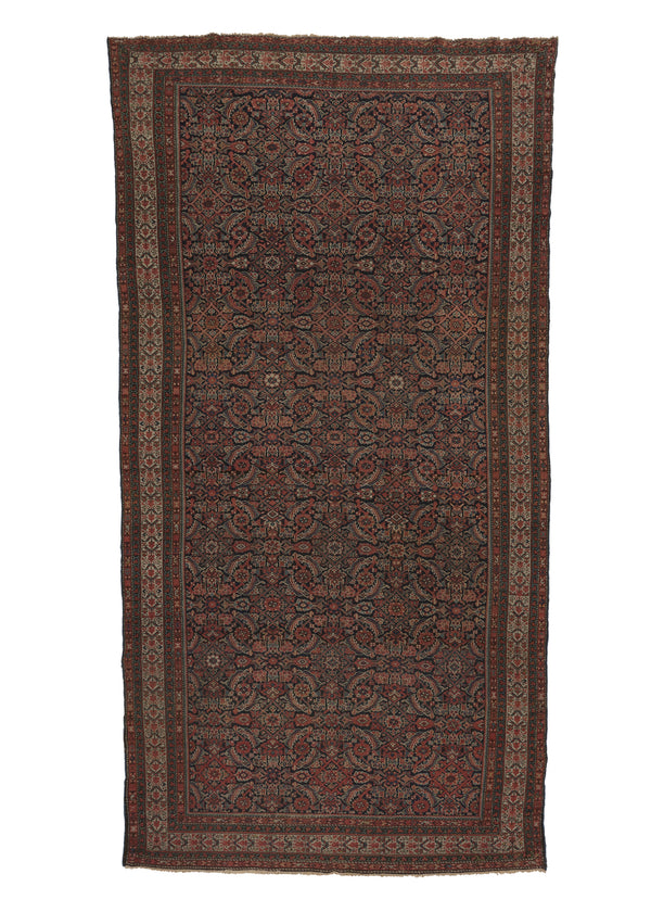 13306 Persian Rug Malayer Handmade Area Runner Antique Tribal 6'8'' x 12'7'' -7x13- Blue Red Herati Design