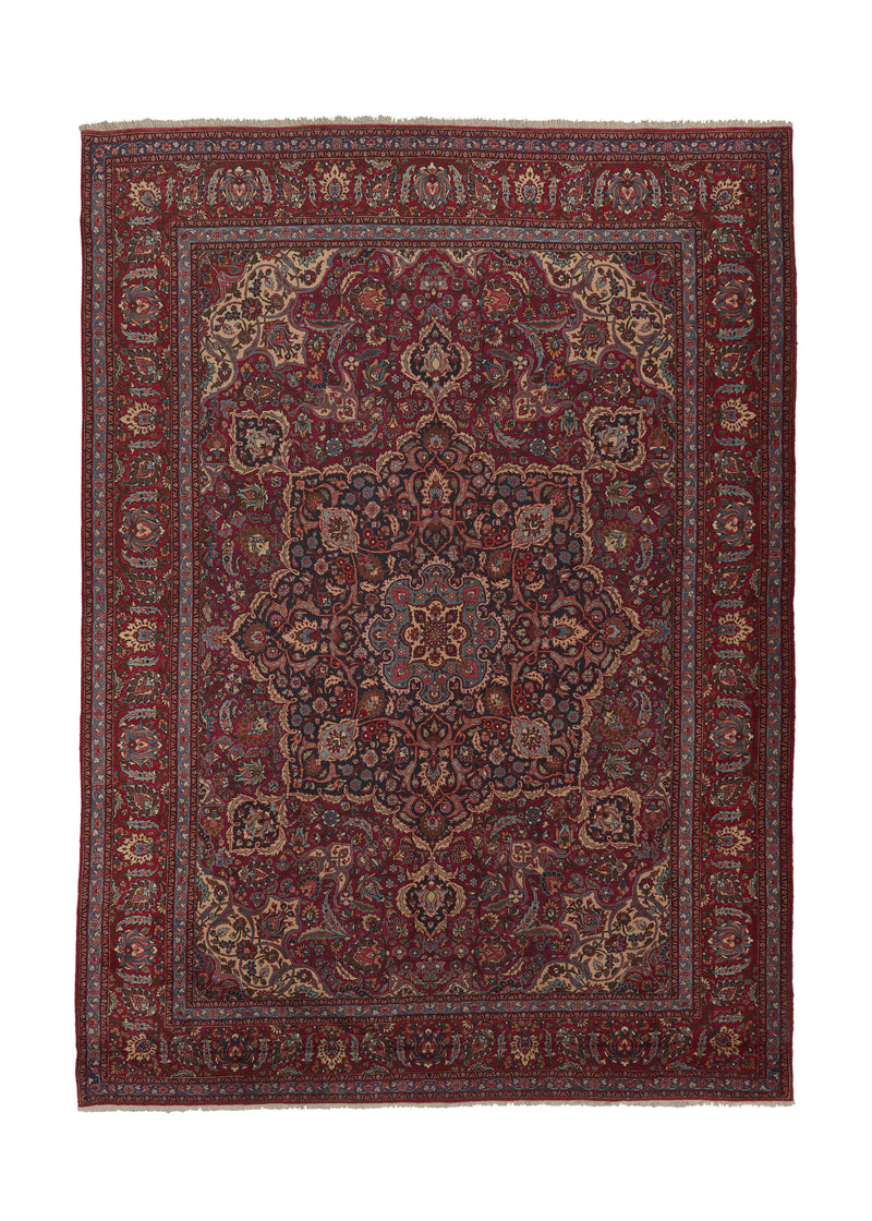 13404 Persian Rug Mashhad Handmade Area Traditional 10'4'' x 14'5'' -10x14- Red Blue Floral Design