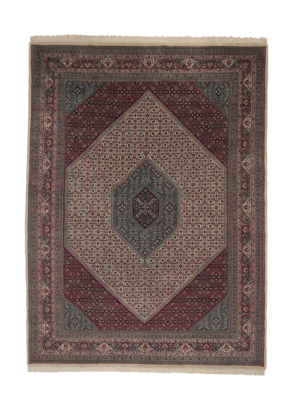 13412 Oriental Rug Indian Handmade Area Traditional 8'8'' x 11'8'' -9x12- Whites Beige Red Bijar Herati Design