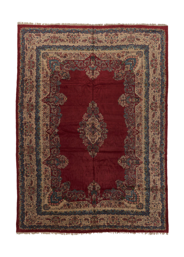 13983 Persian Rug Sarouk Handmade Area Traditional 13'7'' x 19'0'' -14x19- Red Open Field Floral Design