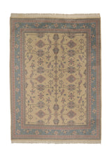 14176 Oriental Rug Indian Handmade Area Transitional 8'9'' x 12'0'' -9x12- Whites Beige Blue Floral Design